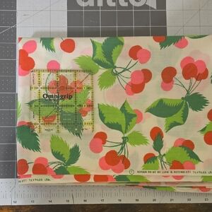 Cherry Print Cotton Fabric - Pink & Red Cherries with Green Leaves